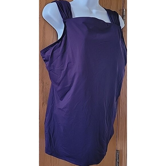 Lands' End Swim Top Purple 18D Tankini XL Solid Padded Shelf Bra Solid S412 - Picture 3 of 7